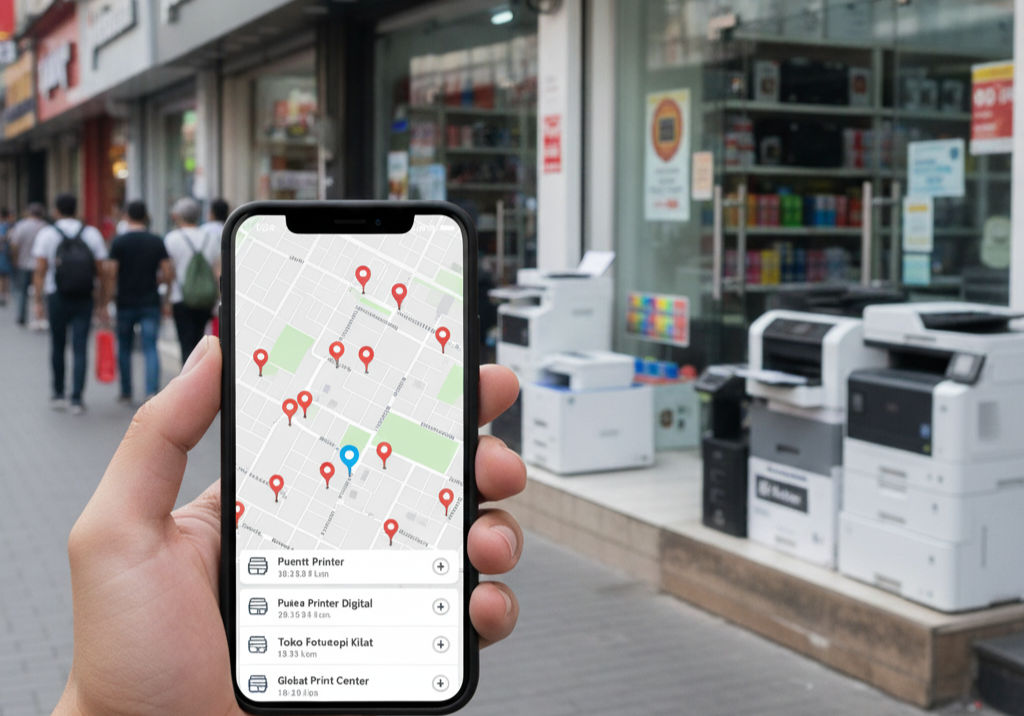 printer terdekat dari lokasi saya