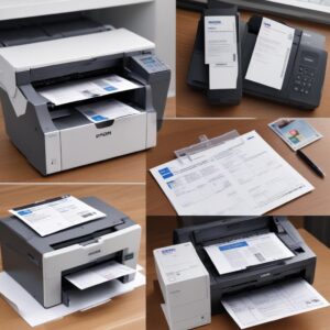 A collage showing various output examples from the Epson L3210: a crisp document print, a clear scanned ID card, and a neatly copied report, emphasizing its versatility.