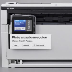 A desktop screen showing the Epson Adjustment Program software interface with the