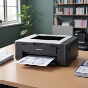 A new Epson L3210 printer in its box, with