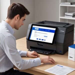 A person confidently using a computer with a