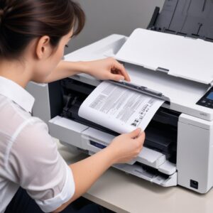 A person happily holding a perfectly printed document with crisp black text from an Epson L3210 printer, showing the success of the troubleshooting steps.