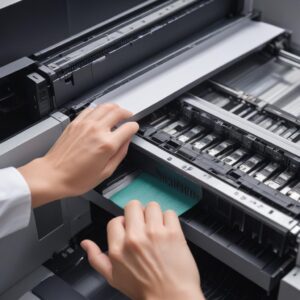 A person's hand carefully cleaning the