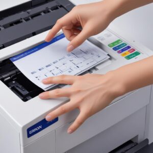 A person's hand interacting with a computer screen showing the