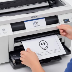 A screenshot or graphic showing a successful printer test page being printed from an Epson L3210, with a happy face icon or checkmark, emphasizing accomplishment.
