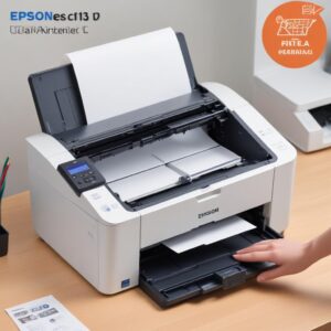 A step-by-step visual guide showing how to check printer cables, restart a computer, and clean a print queue, with simple icons for each action, helping users troubleshoot their Epson L3210 printer.