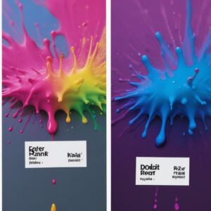 A vibrant comparison image showing two identical printed photos, one labeled