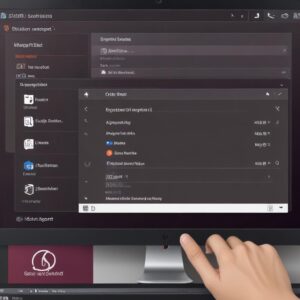 An illustration of a user navigating the Epson official support website on an Ubuntu desktop, highlighting the section to select