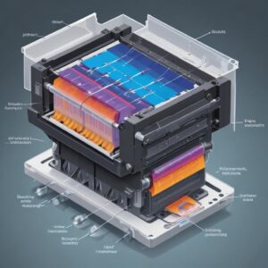 An illustration or diagram showing the internal mechanics of a printer print head, with clear arrows indicating the flow of ink and areas where clogs might occur, symbolizing a deep cleaning process.
