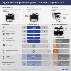 An infographic showing a comparison table of Epson L3210 features against a generic competitor, highlighting cost-effectiveness and multifunctionality.