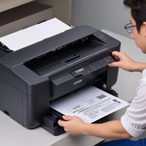 Ilustrasi antarmuka software resetter Epson L3210 dengan tombol