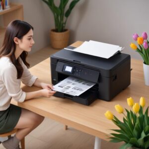 Ilustrasi dua printer Epson L3210 dan L3211 yang tampak identik dengan tulisan