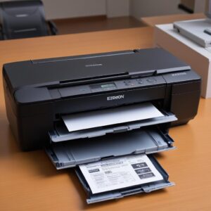 Ilustrasi software Adjustment Program untuk Epson, dengan kotak dialog