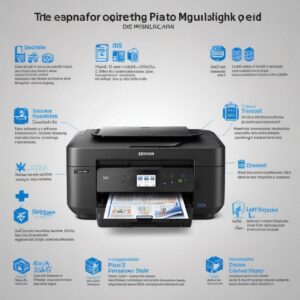 Infografis sederhana yang menunjukkan tiga opsi solusi (Print Server, Printer Sharing, USB OTG) untuk membuat Epson L3210 bisa cetak nirkabel, dengan ikon representatif untuk masing-masing.