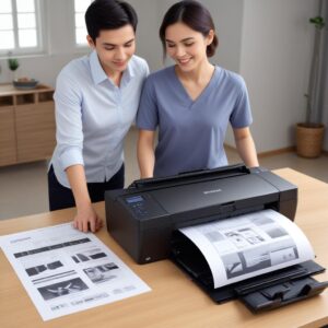 Perbandingan visual antara antarmuka Epson ScanSmart yang modern dan user-friendly di satu sisi, dan antarmuka Epson Scan yang lebih klasik dan detail di sisi lain, dengan fokus pada perbedaan tampilan dan fitur utama.