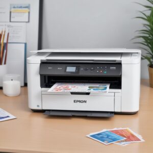 Printer Epson L3210 mencetak halaman uji berwarna dengan teks