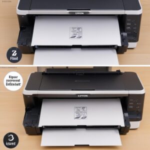 Side-by-side comparison image of two printer models, one subtly labeled