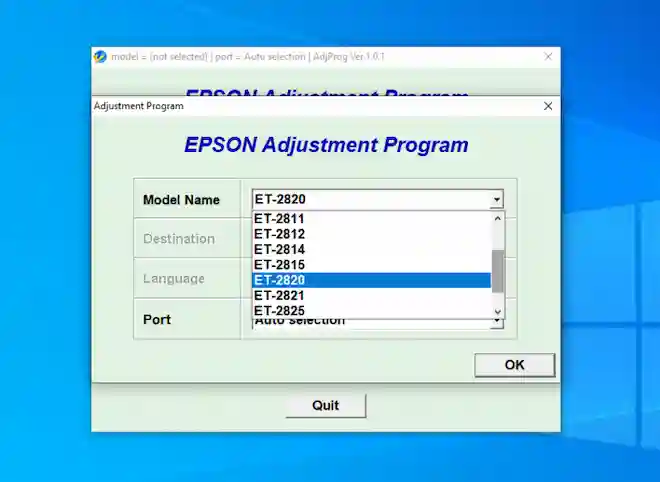 Download Resetter Epson ET-2820
