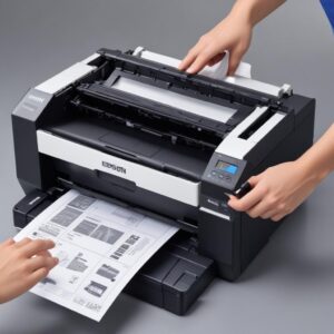 Tampilan layar komputer menunjukkan jendela driver printer Epson L3210 dengan tab