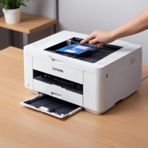 Tampilan layar komputer yang menunjukkan halaman unduhan driver resmi Epson untuk model L3210, dengan tombol