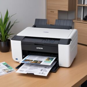 Tampilan layar komputer yang menunjukkan proses instalasi driver printer Epson L3210 terbaru dari situs web resmi Epson, dengan centang hijau menandakan instalasi berhasil.