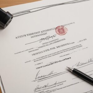 A legal document with a stamp and signatures, indicating official authorization and security for a printer rental.