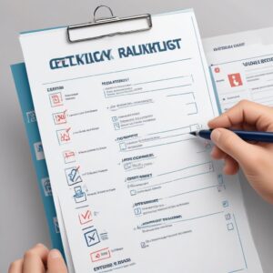 A professional graphic of a hand pointing to a checklist titled