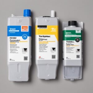 A side-by-side comparison of three toner cartridges: one labeled