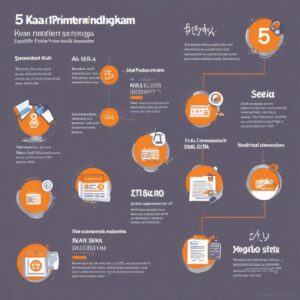 Infografis dengan 5 ikon yang merepresentasikan