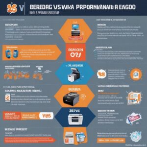 Infografis perbandingan biaya beli vs sewa printer, menunjukkan penurunan kurva biaya sewa seiring waktu dan lonjakan biaya pembelian awal.