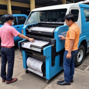 Peta wilayah Bekasi yang disorot, dengan ikon lokasi yang tersebar di berbagai titik, melambangkan jangkauan layanan service printer panggilan yang luas.