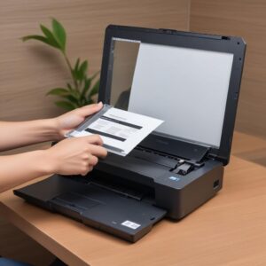 Seorang pria muda yang frustrasi melihat layar laptop dengan pesan