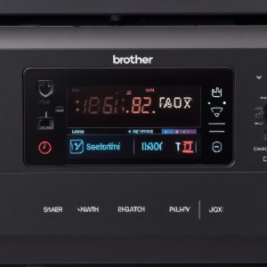 Close-up shot of the Brother J1010dw's control panel and display, highlighting its user-friendly interface and ease of operation.