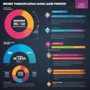 Infografis perbandingan antara printer inkjet dan laser, menyoroti kelebihan masing-masing untuk aplikasi desain grafis seperti akurasi warna, kecepatan, dan jenis media.
